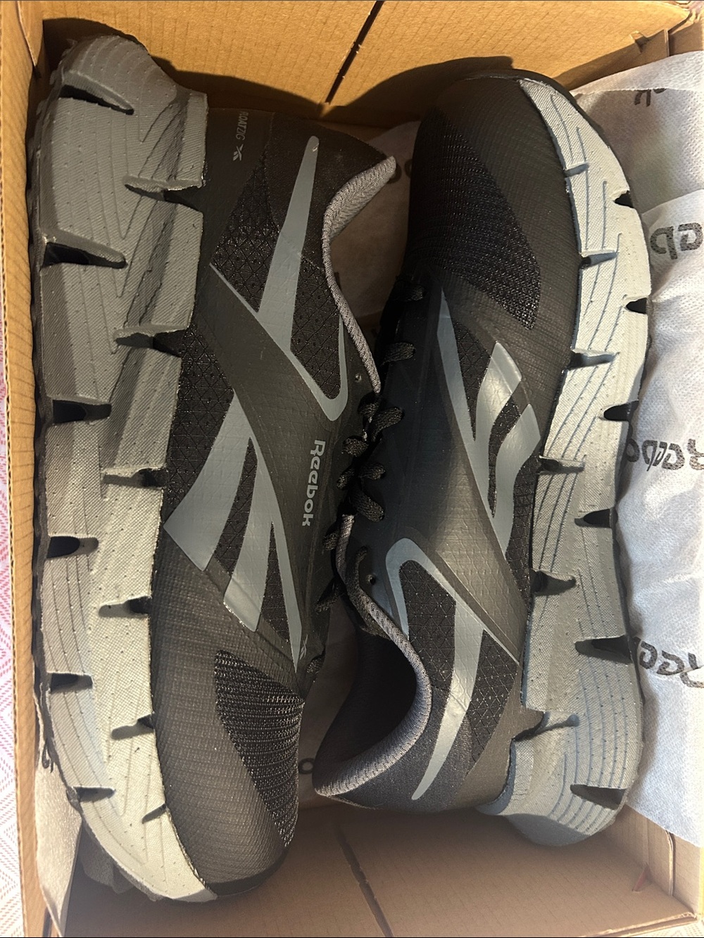 Reebok Black and Silver Mesh Running Shoes